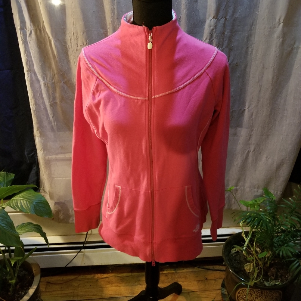 North Face pink full zip funnel neck sweatshirt